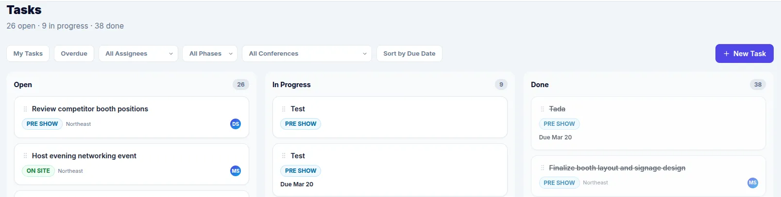 Conference Hero Task Kanban